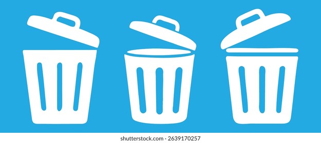 Trash Bin Icon Set. Trash Can Icon Set Vector – Recycle Bin, Delete, and Waste