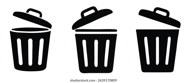 Trash Bin Icon Set. Trash Can Icon Set Vector – Recycle Bin, Delete, and Waste