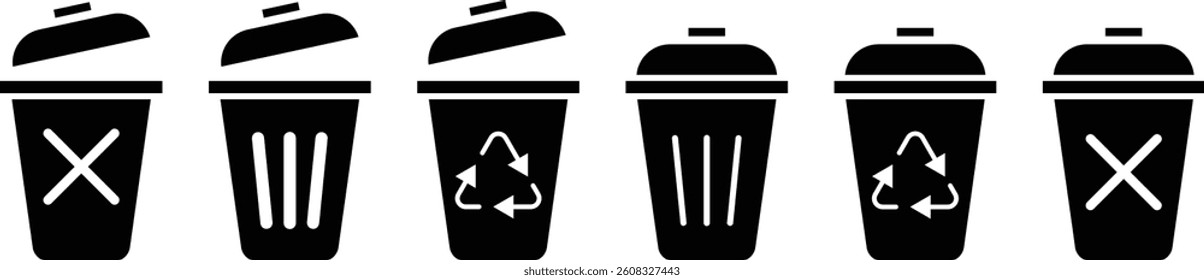 Trash bin icon set, delete icons vector.