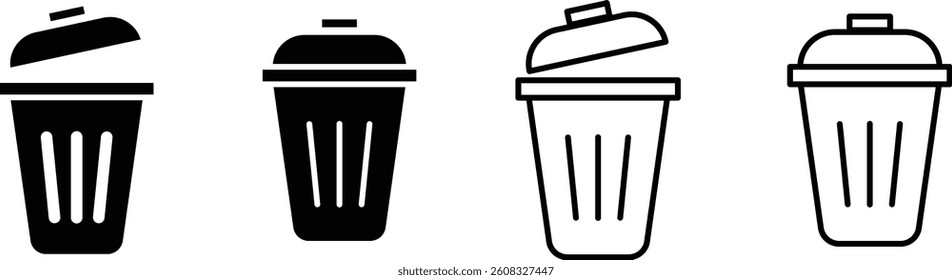 Trash bin icon set, delete icons vector.