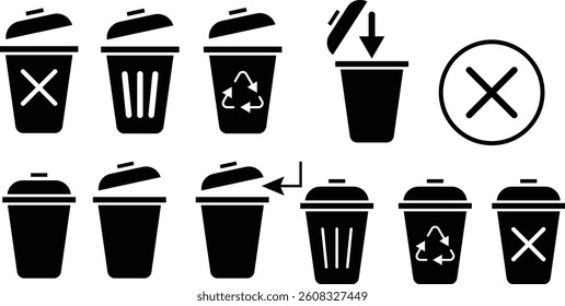 Trash bin icon set, delete icons vector.