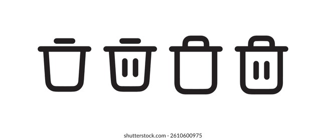Trash bin icon set for delete functions Vector