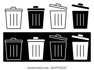 Trash Bin Icon Set. Delete Button Icons for App, UI, and Website
