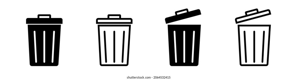 Trash bin icon set simple design