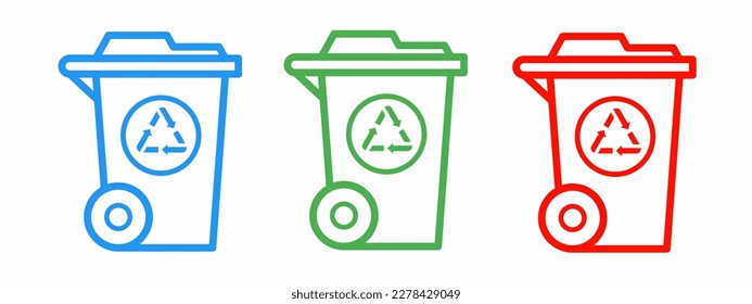 Juego de iconos de papelera. Ilustración vectorial de material.