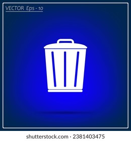 Trash bin icon with shadow on a grey background