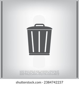 Trash bin icon with shadow on a grey background