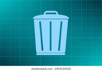 Trash bin icon with shadow on a grey background