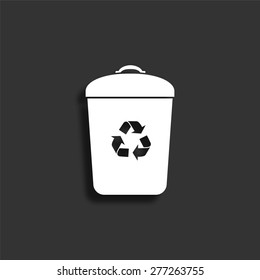 Trash bin icon with shadow - vector illustration