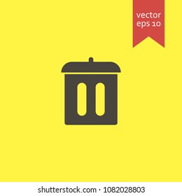 trash bin. trash bin icon. sign design. yellow background.