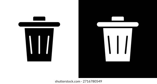 Ilustración vectorial de silueta de icono de papelera estilo plano aislado