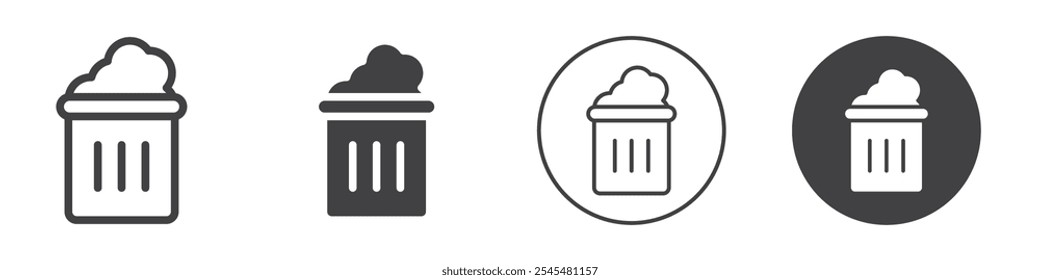 Trash bin icon Simple outline vector logo