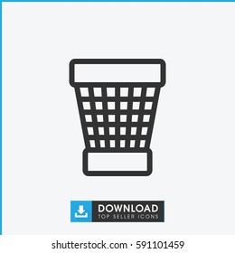 trash bin icon. Simple outline trash bin vector icon. On white background.