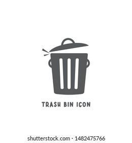 Trash bin icon simple silhouette flat style vector illustration on white background.
