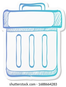 Trash bin icon in sticker color style.