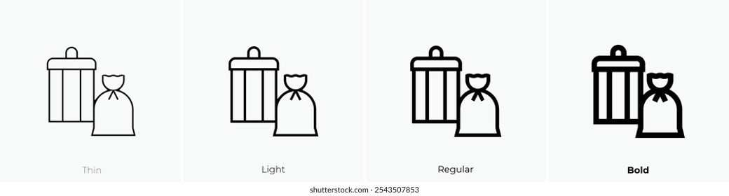 trash bin icon. Thin, Light Regular And Bold style design isolated on white background