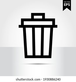 Trash bin icon in trendy style isolated on black background. Startups and business symbol for your web site design, logo, app, UI. Eps10 vector illustration.