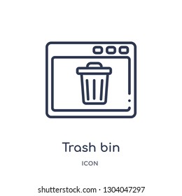 trash bin icon from user interface outline collection. Thin line trash bin icon isolated on white background.