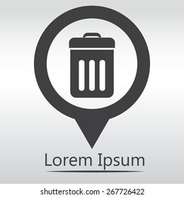 Trash bin icon vector. eps 10, icon map pin.