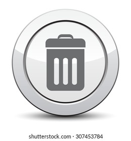 Trash bin icon vector. eps 10. silver button.