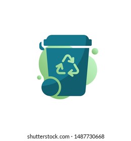Trash bin icon vector, filled flat sign, Recycle bin bicolor pictogram, green colors. Symbol, logo illustration