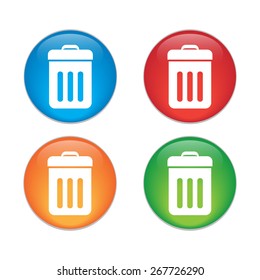 Trash bin icon vector. Glass Button Icon Set.
