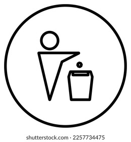 trash bin icon vector illustration, black, white, glyph. suitable for use as a trash icon, and an icon for caring for the environment