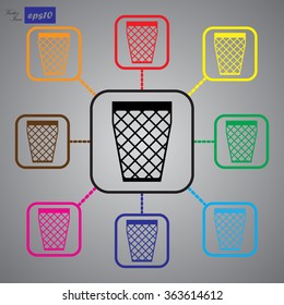 Trash bin icon, vector illustration. 
