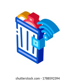 Trash Bin Icon Vector. Isometric Trash Bin sign. color isolated symbol illustration