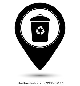 Trash bin icon - vector map pointer