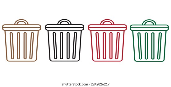 trash bin icon vector simple lineart