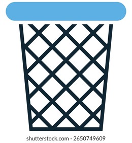 Vetor de ícone de lixeira, simbolizando o descarte, a reciclagem e o gerenciamento de resíduos. Ideal para interfaces digitais, funções de limpeza e projetos ambientais ou administrativos.