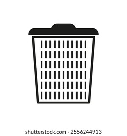 Trash bin icon. Waste container vector. Garbage disposal symbol. Simple black silhouette.