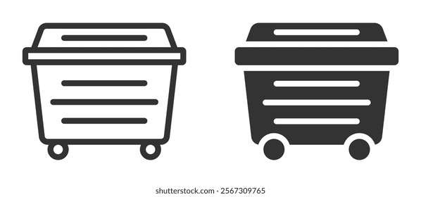 Trash bin icons in modern design for waste or recycling.