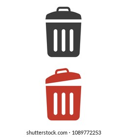 Trash bin icons on white background. Vector illustration