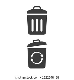 Trash bin icons on white background. Vector illustration