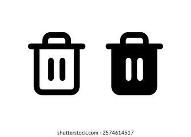 Trash Bin Icons: Outline and Solid Vector.