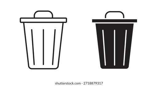 Ícones da Lixeira definidos isolados na ilustração de vetor plano de fundo branco.