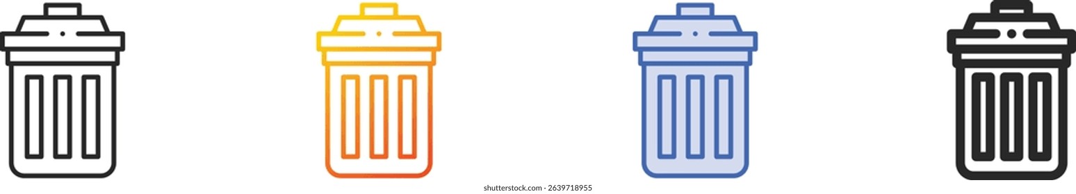 trash bin icon.Thin Linear, Gradient, Blue Stroke and bold Style Design Isolated On White Background
