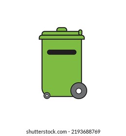 icono de la papelera de basura.icono de la línea de papelera de ruedas.Papelera verde vectorial aislada en fondo blanco.basura,icono de papelera aislado en fondo blanco.