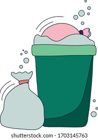 Trash bin illustration in cartoon style