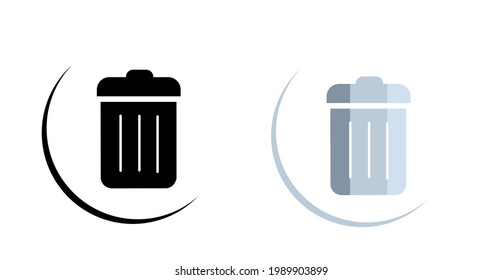 trash bin illustration icon.  flat minimalist design vector eps 10