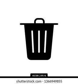 Trash Bin Illustration Logo Template