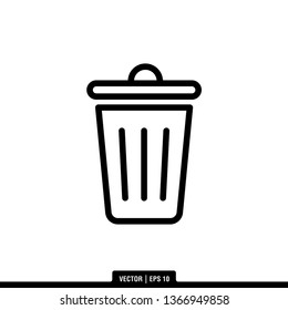 Trash Bin Illustration Logo Template
