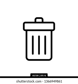Trash Bin Illustration Logo Template