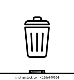 Trash Bin Illustration Logo Template