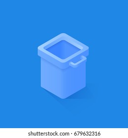 Trash Bin Isometric Icon Vector Illustration