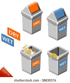 Trash Bin Isometric Vector