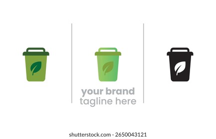 Um caixote de lixo com uma folha que representa o descarte ecológico de lixo e hábitos sustentáveis. Ótimo para projetos de desperdício zero, sistemas de reciclagem e visuais de responsabilidade ambiental.