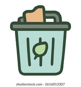 trash bin with a leaf symbol representing eco-conscious waste disposal.
